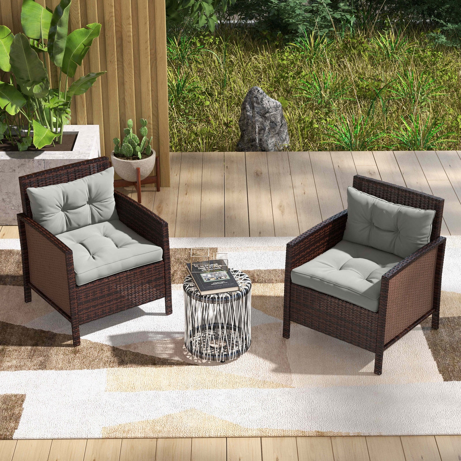 2pc Outdoor Seat Cushion For Patio Furniture | Light Slate Gray