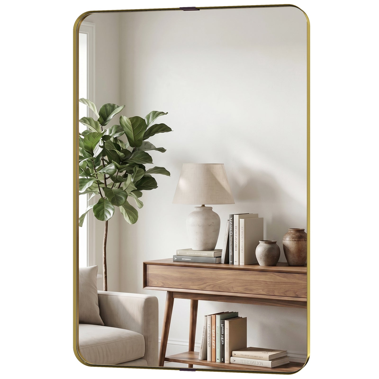Rectangular Wall Mirror, 90 X 60 Cm Wall Mounted Bathroom Mirror | Gold