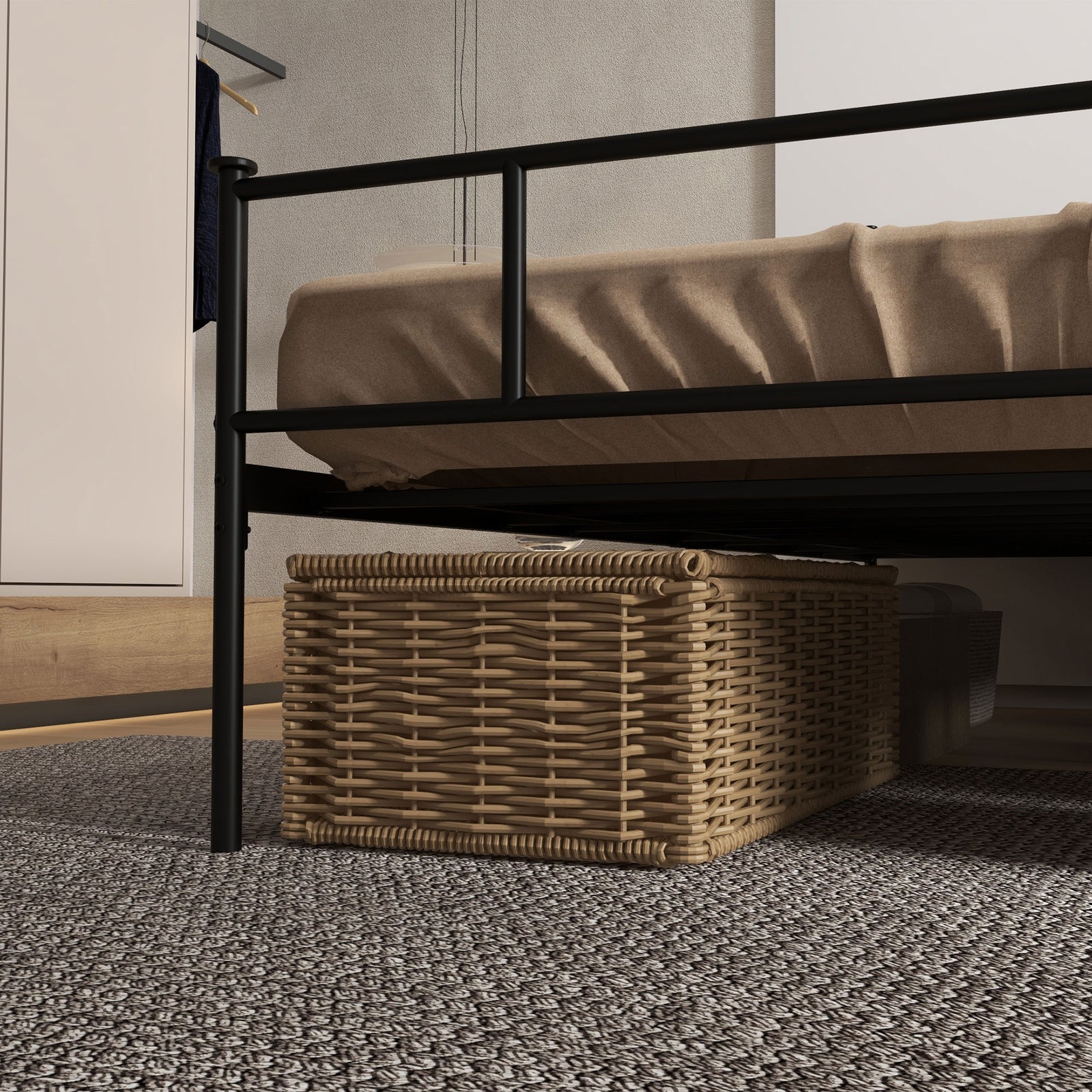 King Metal Bed Frame W/ Headboard And Footboard