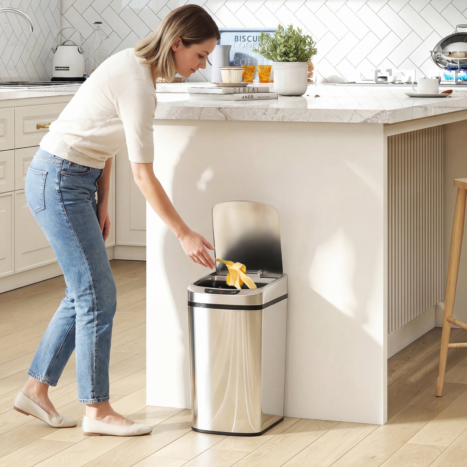 12l Sensor Bin, Automatic Touchless Motion Sensor Kitchen Bin | Silver