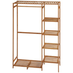 Bamboo Clothes Rail Garment Rack With 6 Tier Storage Shelf