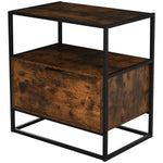 Industrial-style Side Table With Drawer, Open Shelf