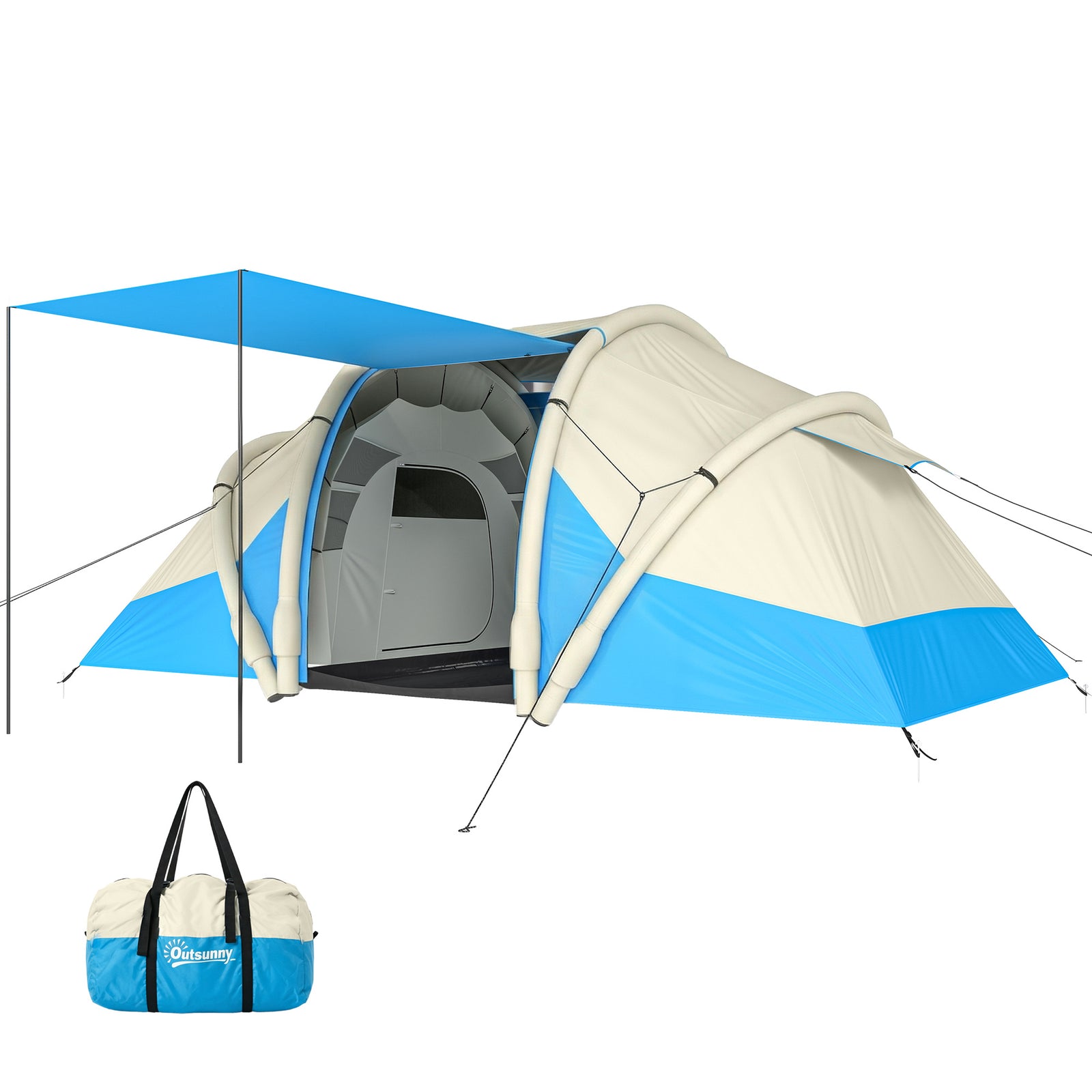 Inflatable Tent 3000mm Waterproof For 4 Person | Sky Blue