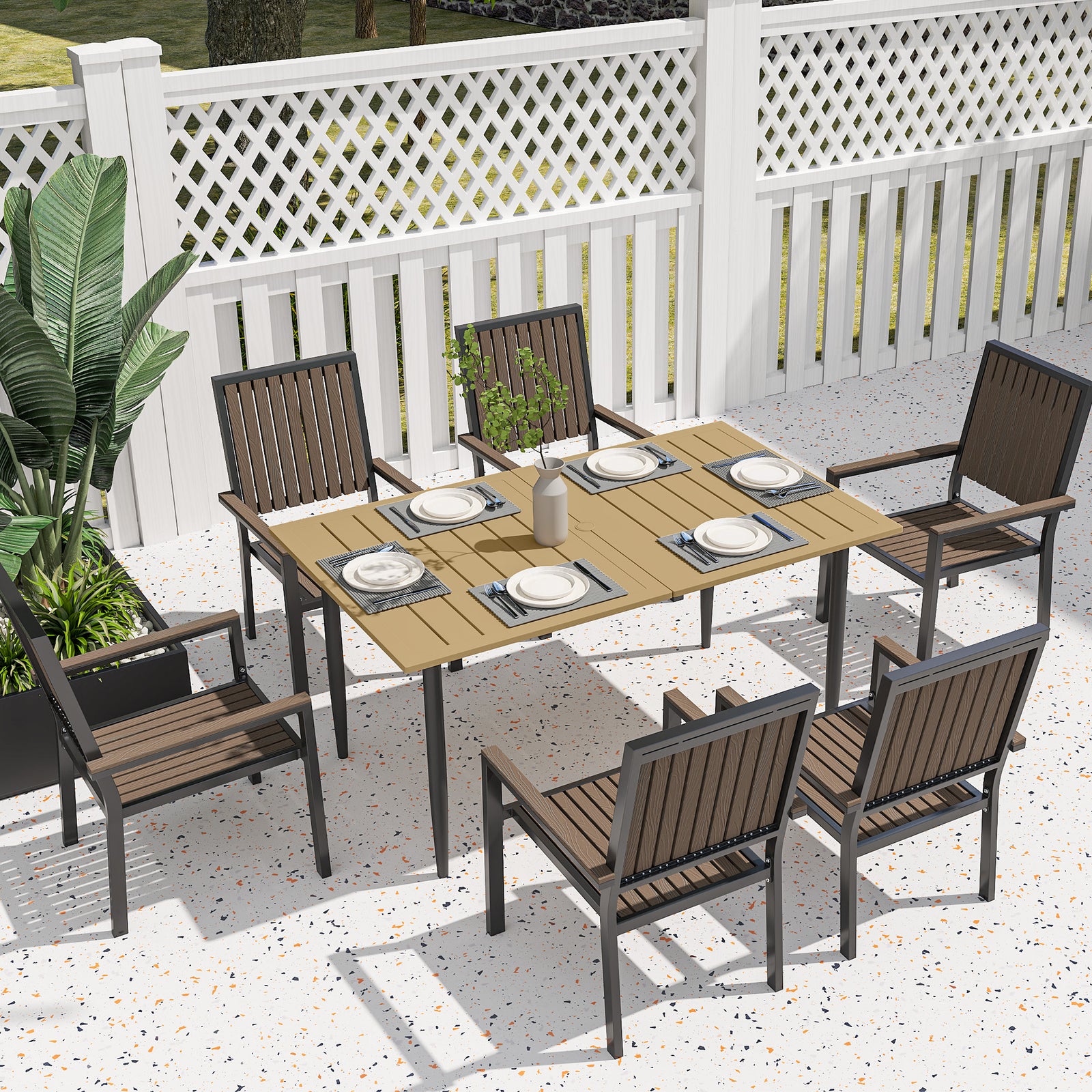 Brown Outdoor Dining Table For 6