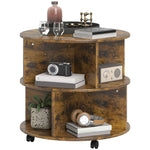 2 Tier Round Coffee Table With Shelves | Brown