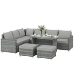 6 Piece Rattan Garden Furniture Set With Cushions, Grey