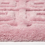 Tufted Cotton Blend Tile Design Bath Mat | 50 x 80cm | Blush Pink