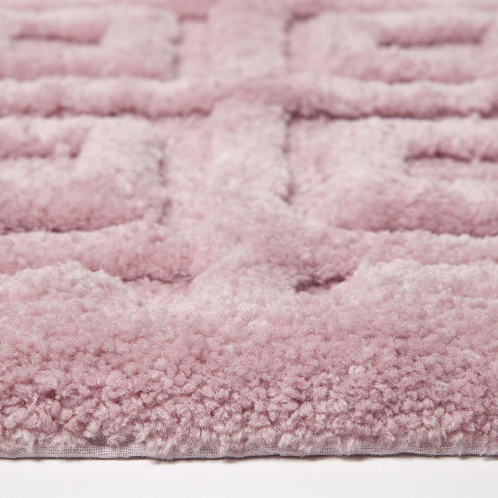 Tufted Cotton Blend Tile Design Bath Mat | 50 x 80cm | Blush Pink