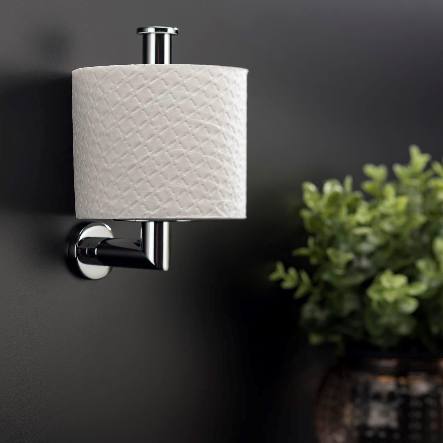 Toilet Roll Holder With Lid, Vertical, Silver, Architect S+ Collection