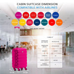 55x35x20cm Cabin Carry On Suitcase Hard Shell Overhead Luggage 100+ Airlines Approved | Cabin | Pink