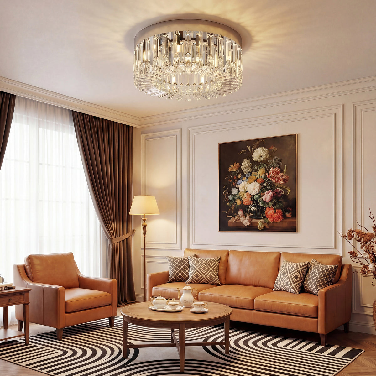 HOMCOM Crystal Ceiling Light With 160 Crystal Pendants
