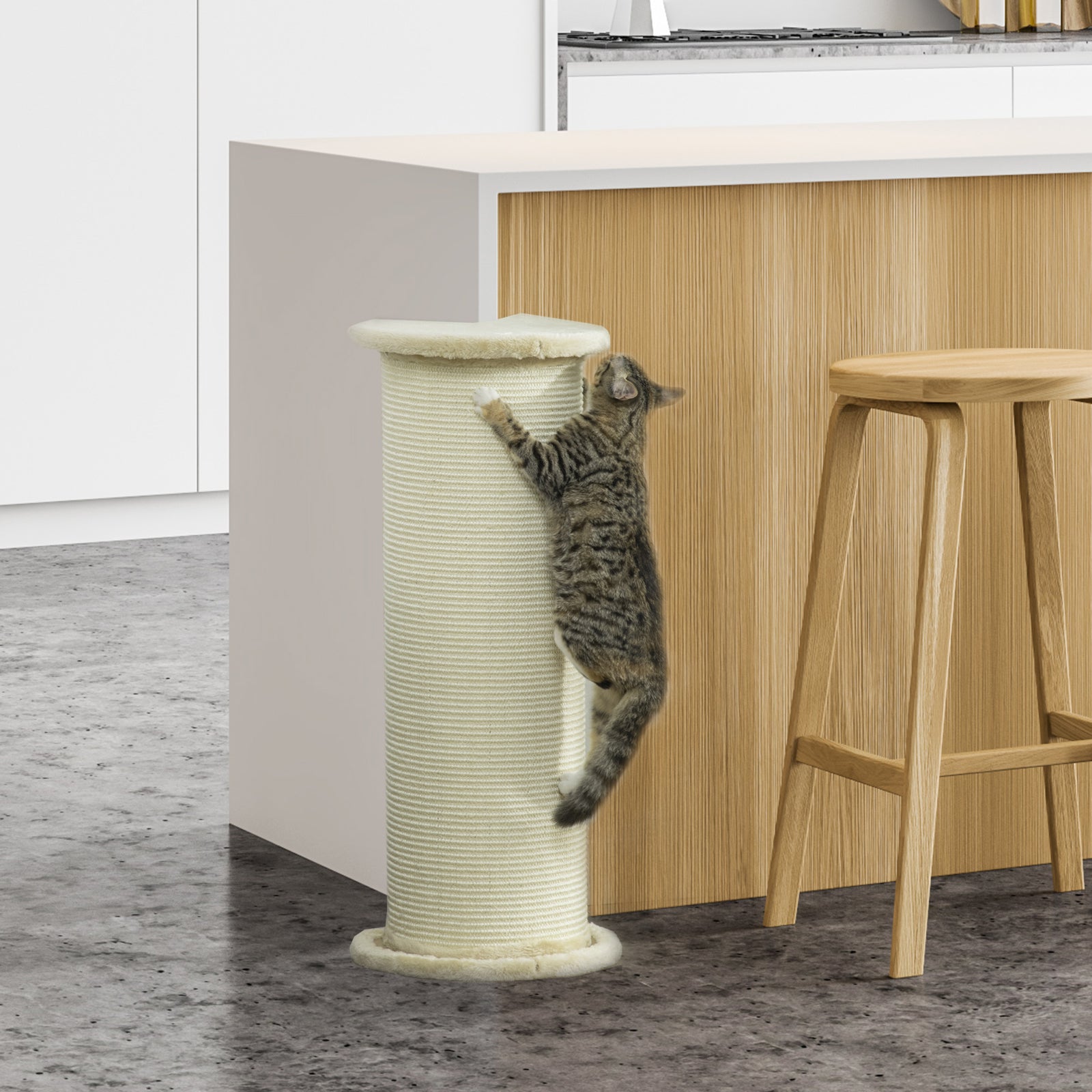 85cm Tall Cat Scratching Post For Indoor Corner Use - Beige