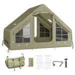 Inflatable Camping Tent With Pump, 2-4 Person Glamping Tent | Green