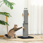 78cm Tall Cat Scratching Post With 3 Toy Feathers | Black