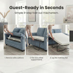 Ramy Corduroy Sofa Bed 2 Seater | Blue