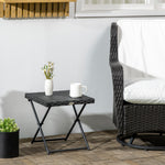 Folding Rattan Coffee Table W/ Steel Frame Bistro Garden | Black