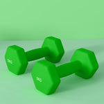 5kg Set Of 2 Dumbbells Hexagonal Weights Pair | Green