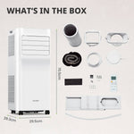 7000btu Portable 3-in-1 Air Conditioner With Wifi App Control, Cooling Fan & Dehumidifier, Remote Control, 24h Timer