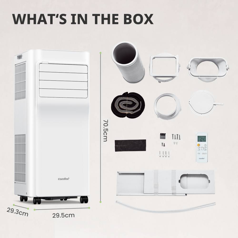 7000btu Portable 3-in-1 Air Conditioner With Wifi App Control, Cooling Fan & Dehumidifier, Remote Control, 24h Timer