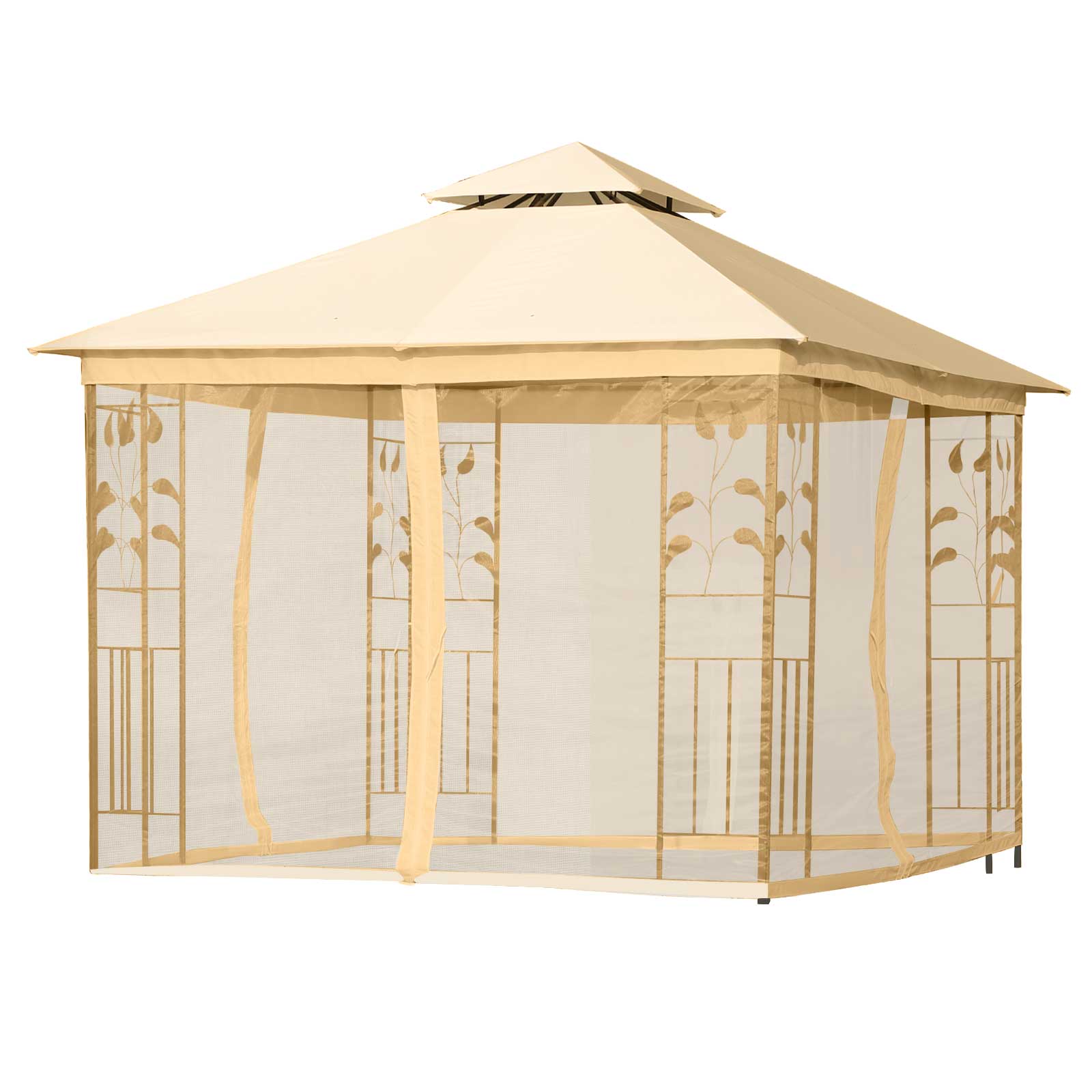 3(m) X 3(m) Patio Garden Metal Gazebo Marquee Party Tent | Beige
