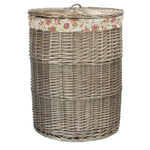 Rose Cotton Lined Wicker Antique Wash Round Laundry Baskets | Set-of-2 | Pink