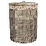 Rose Cotton Lined Wicker Antique Wash Round Laundry Baskets | Set of 2 | Pink