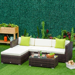 5 Pieces Rattan Sofa Set Wicker Sectional Cushion Patio | Brown