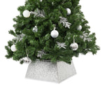 Glitter Christmas Tree Skirt Square 48x48cm | Silver