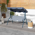 3-person Garden Swing Chair With Adjustable Canopy, Stripes | Blue