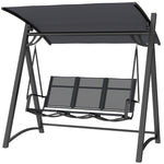 3 Seater Swing Chair, Garden Swing Bench With Adjustable Canopy | Grey