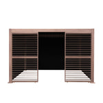 Wood Effect Aluminium Pergola With Blinds & 2 Louvre Panels | 4m x 3m | Brown