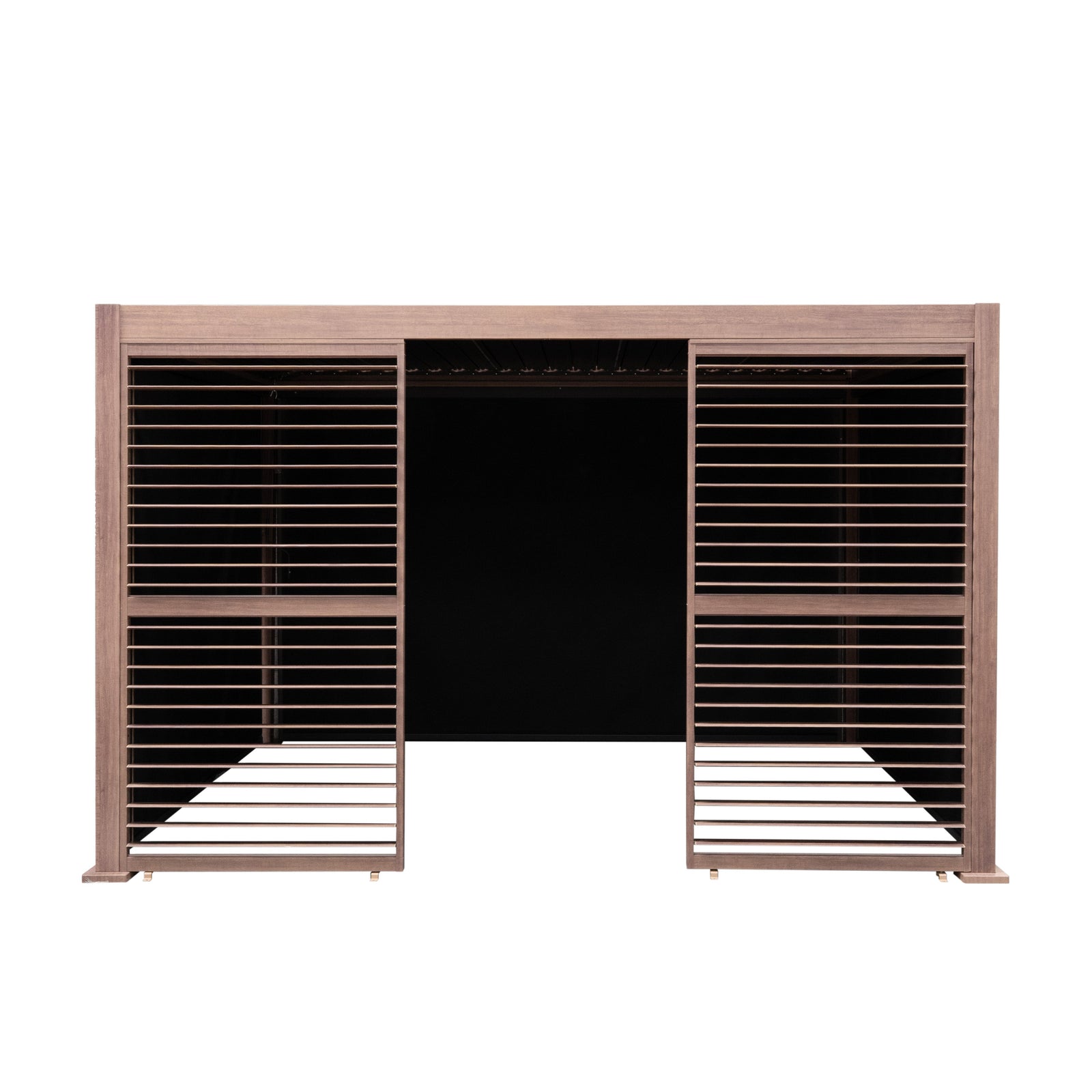 Wood Effect Aluminium Pergola With Blinds & 2 Louvre Panels | 4m x 3m | Brown