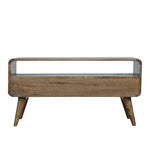 Solid Wood Curved Grey Washed Media Unit