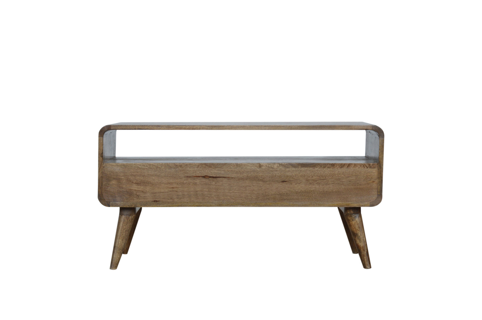 Solid Wood Curved Grey Washed Media Unit