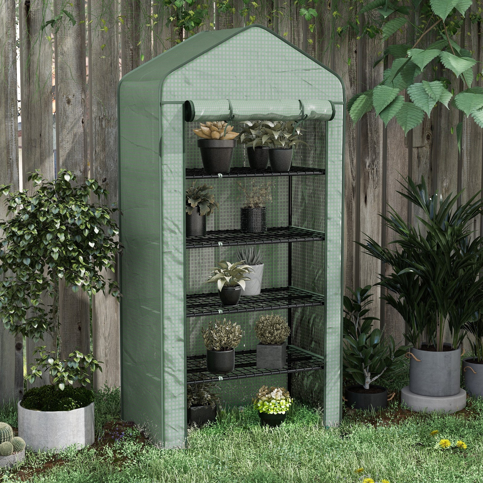5-tier Widened Mini Greenhouse W/ Door 193x90cm | Green