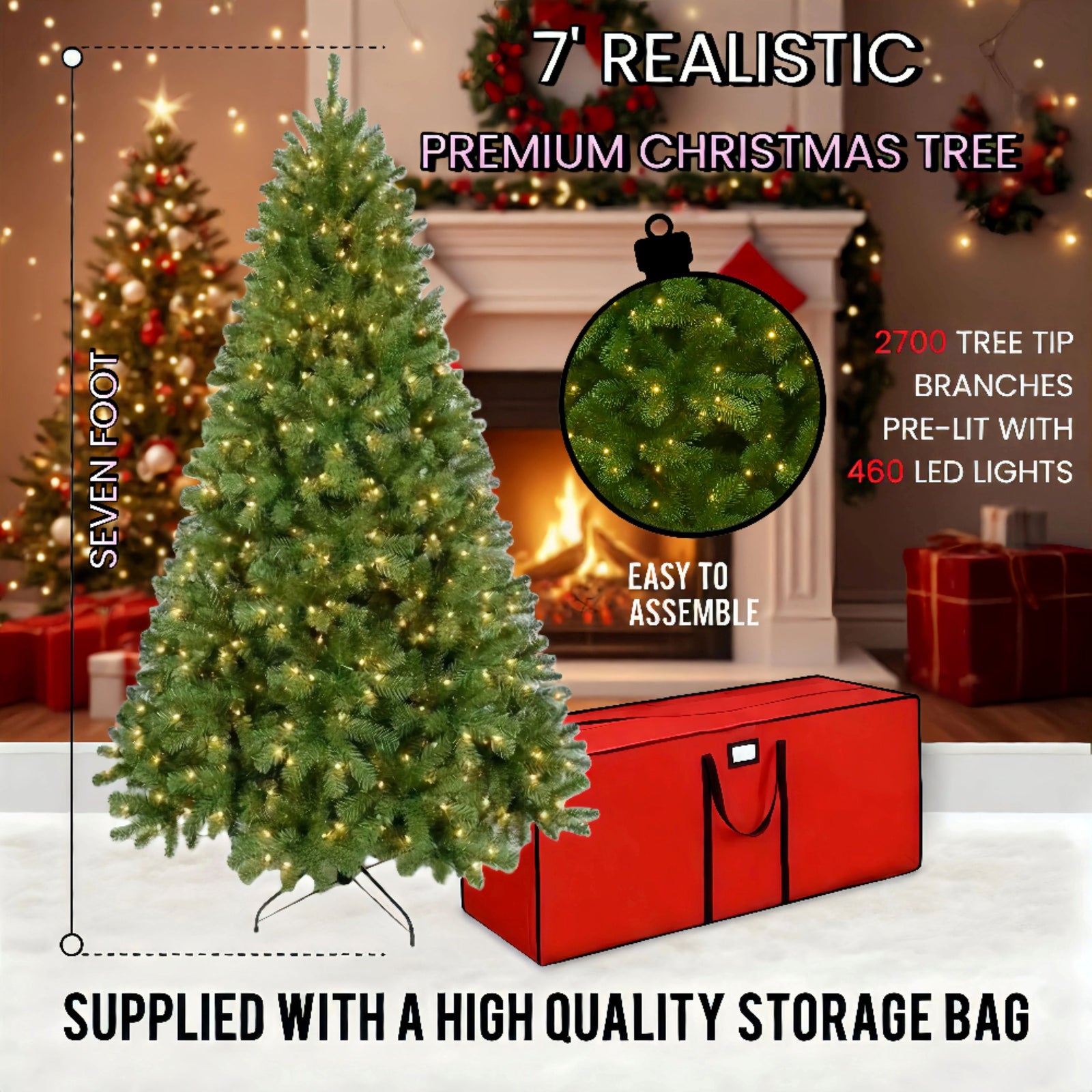 Richmond Fir Winter Pre-lit Artificial Christmas Tree | 7ft | Green