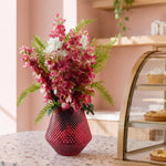 70cm Dark Pink Artificial Delphinium Flower Arrangement Pink Vase
