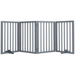 Foldable Freestanding 3/4-panel Pet Gate, Indoor Safety Barrier For Doorways, Halls & Staircases | Large | Grey