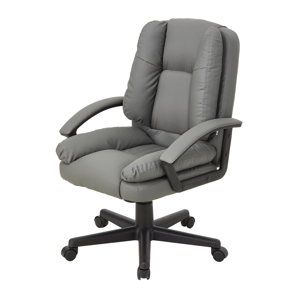 Pu Office Chair With High Back, Adjustable Gas Lift, 360° Swivel & Armrests | Dark Grey