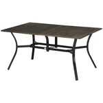 Garden Dining Table, Wood Grain Tabletop, Steel Frame, Brown