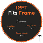 Trampoline Mat W/ 72 V-hooks, For 12ft Trampoline | Orange