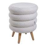Teddy Fleece Upholstered Footstool With Wooden Legs