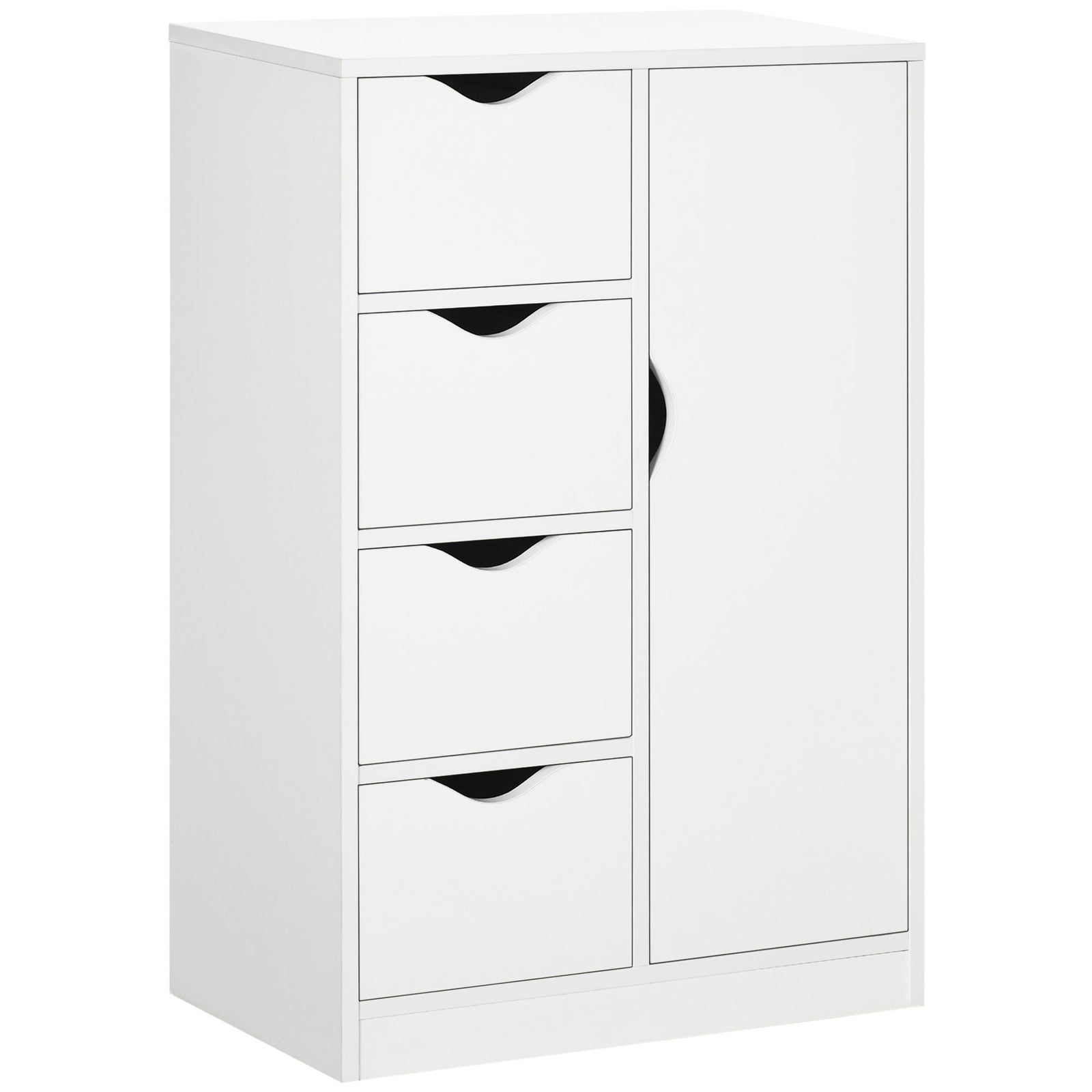 Freestanding Bathroom Cabinet With 4 Drawers Door Cupboard | One Size | White