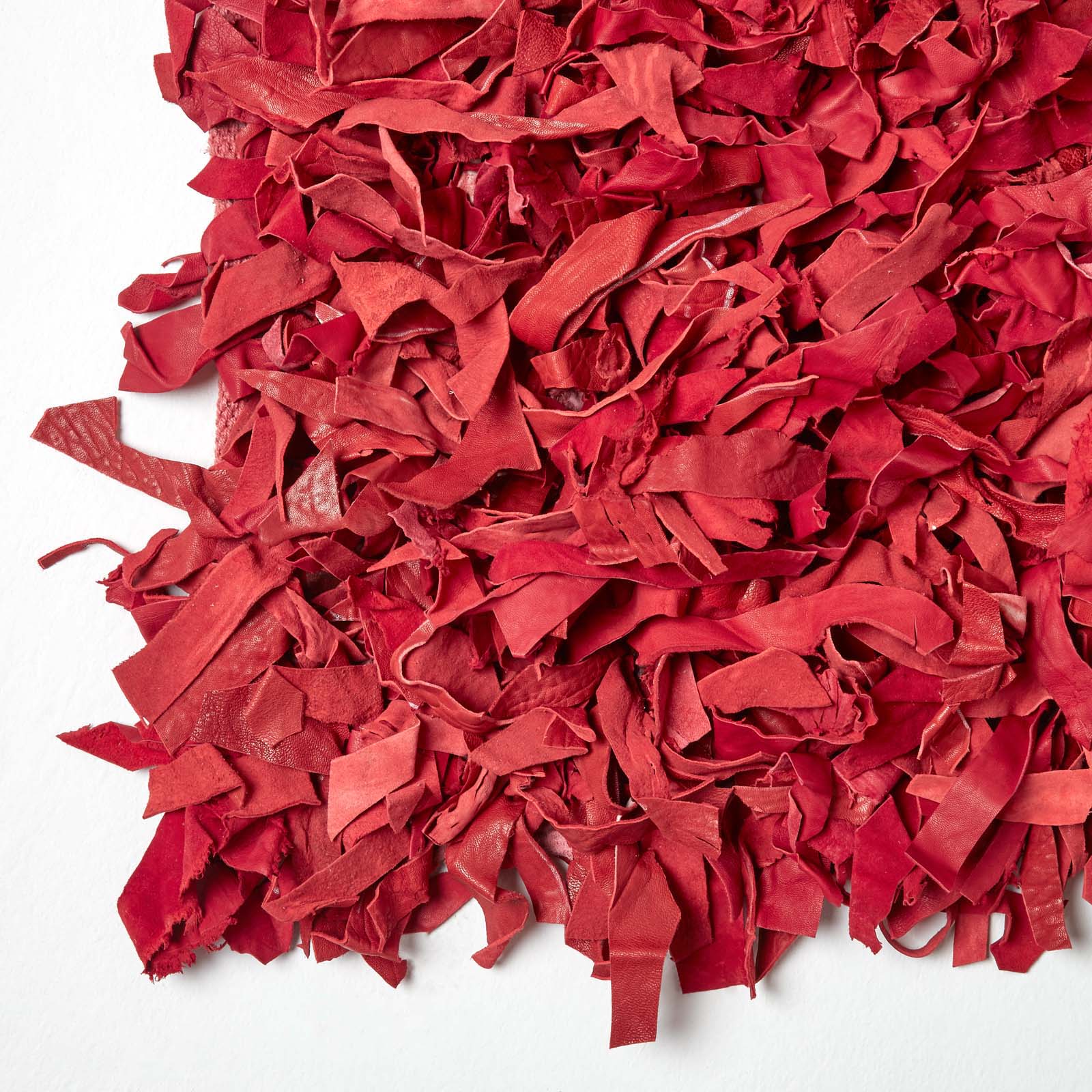 Dallas Leather Shaggy Rug | 150cm x 240cm | Red