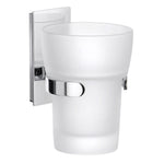 Frosted Glass Tumbler With Polished Chrome Wall Mount Holder | Polished Chrome