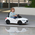 12v Bmw M4 Licensed Kids Electric Car W/ Remote, Suspension | White