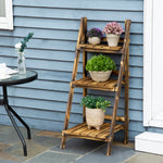 Flower Stand Plant Display Rack 3-tier Foldable Wood Garden | Small | Brown