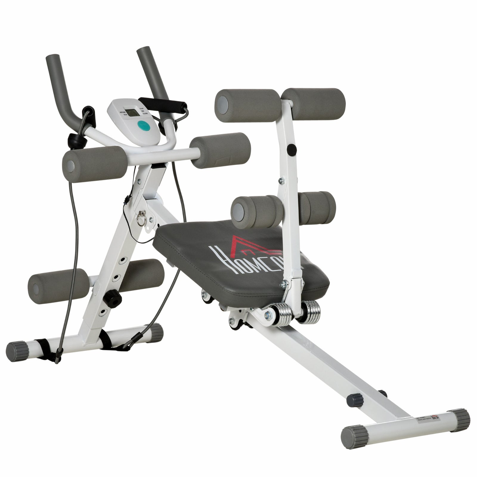 Foldable Abdominal Trainer With Adjustable Steel Frame | White