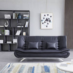 Pu Leather 2-seat Convertible Sofa Bed With Pillows