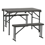 Hdpe Picnic Table Set W/ Beer Table & 2 Benches For 6